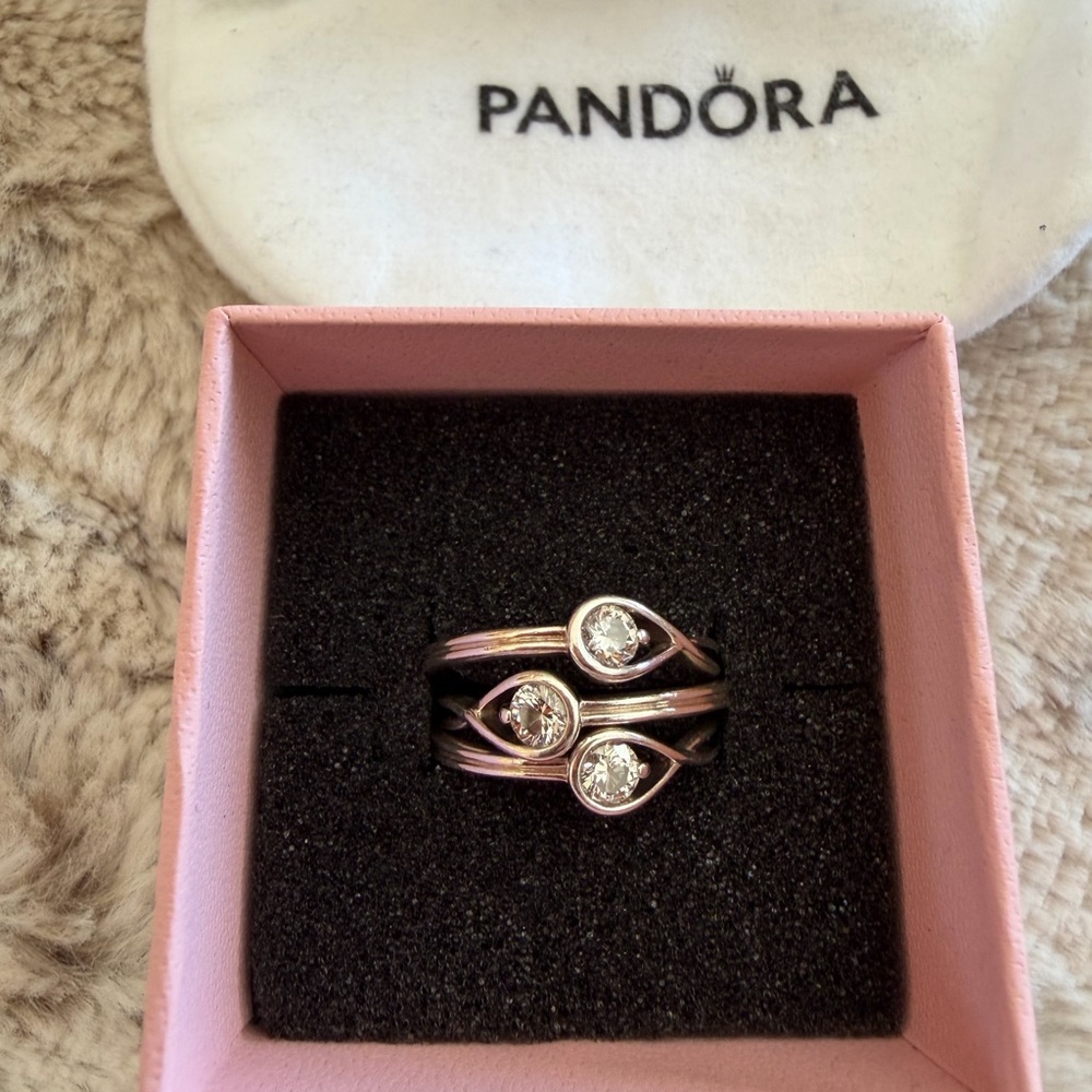 Pandora Sterling Silver Infinity Ring with lab created diamond. - Picture 3 of 7